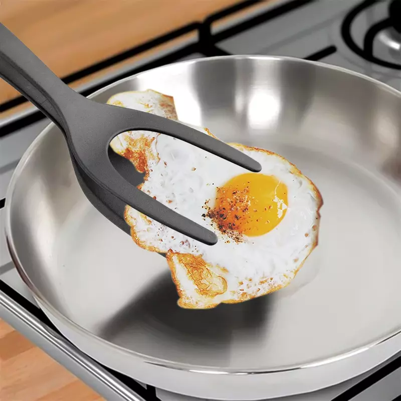 คีมคีบไนลอนแบบ2อิน1ที่คีบสเต็กที่คีบไข่ที่จับได้ตะหลิวทอดแพนเค้กอุปกรณ์ครัว