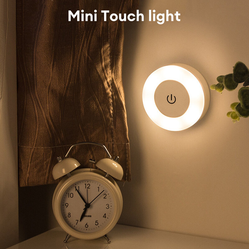 Led Touch Sensor Night Lights 3 Modes USB Rechargeable Magnetic Wall Light Round Portable Dimming Night Lamp For Room Decor