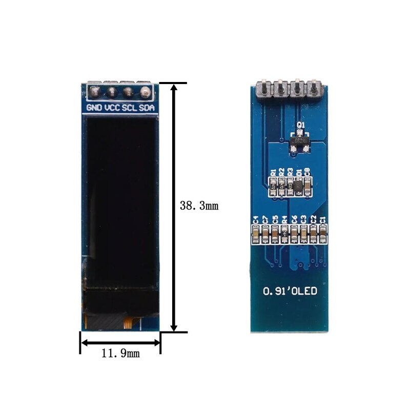 0.91 Inch 12832 White And Blue Color 128X32 OLED LCD LED Display Screen Module 0.91" IIC Communicate 3.3V-5V For Arduino PIC