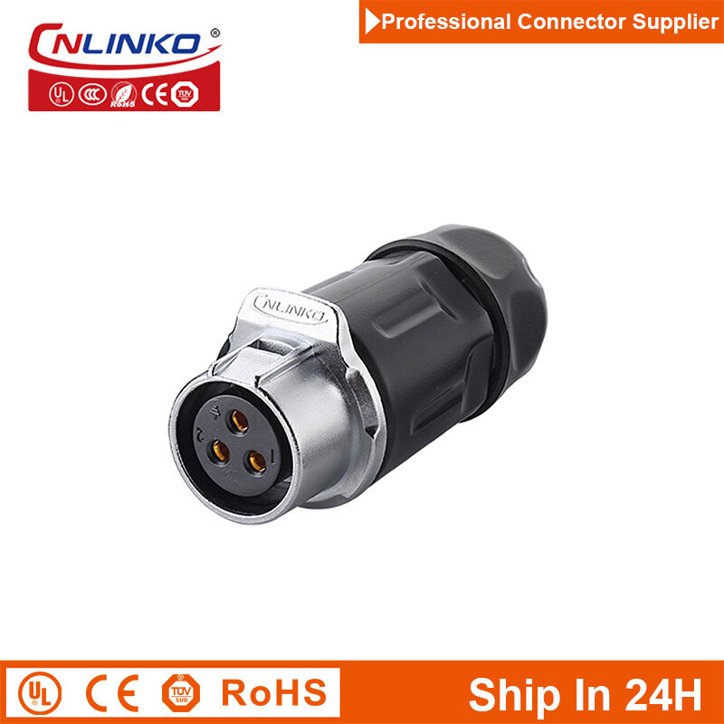 Cnlinko LP20 Waterproof 3Pin M20 Aviation Quick-Lock Docking Wire Joint Plug Power Line Connector for Visual Security Camera LED
