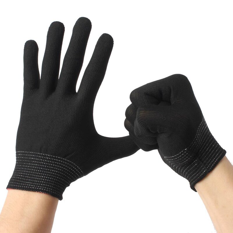 ถุงมือไนลอนป้องกันไฟฟ้าสถิตย์2คู่ถุงมือไนลอนสีดำ