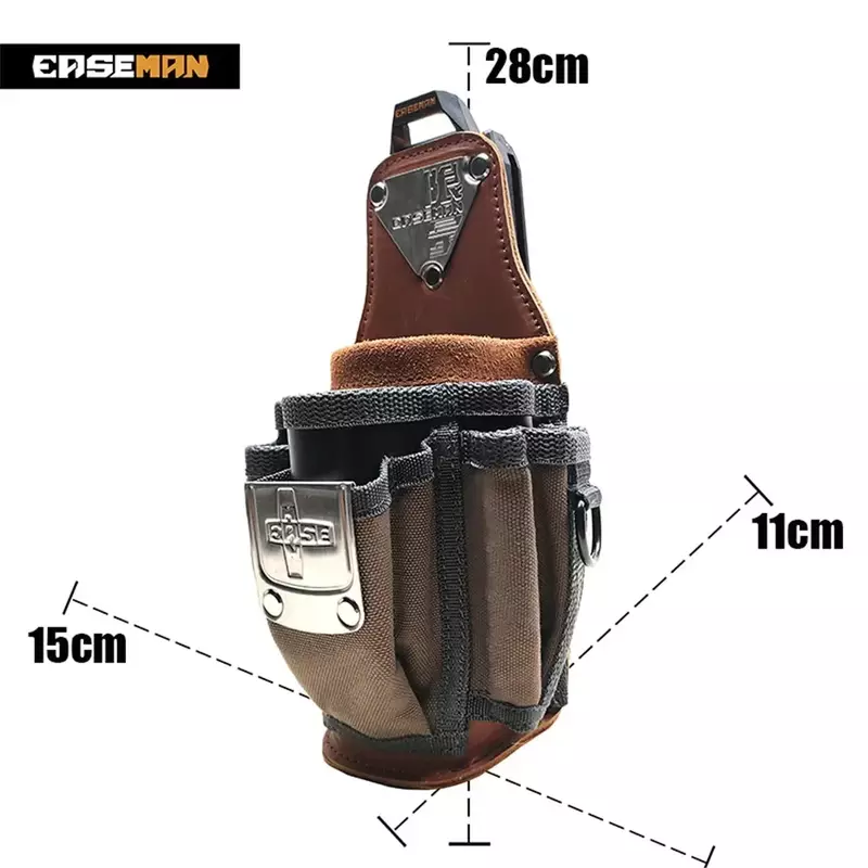 Saco de cintura de ferramenta de couro resistente, resistente ao desgaste, organizador resistente com múltiplos bolsos para eletricistas, qualidade superior