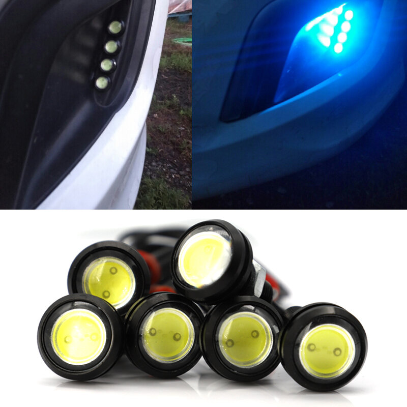 차량용 이글 아이 DRL LED 주간 주행등, 백업 주차 신호 램프, 차량용 후진, 12V, 23/18 MM, 10 개/팩