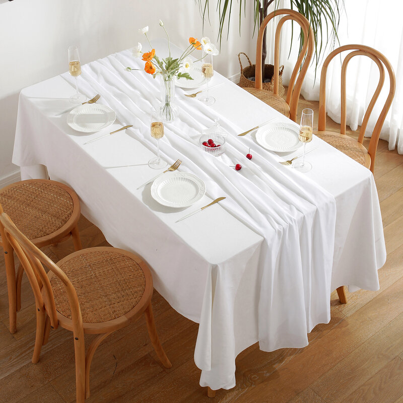 Runner da tavolo in Chiffon bianco sedia Sash Runner da tavola per matrimoni romantici per la cena decorazione della tavola del partito della doccia per bambini da sposa trasparente