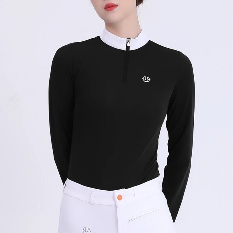 2024 Horse Riding Clothes Long Sleeve Horse Back Rider Competition Top Tees Equipment Equestrian Cotton Polo Shirts