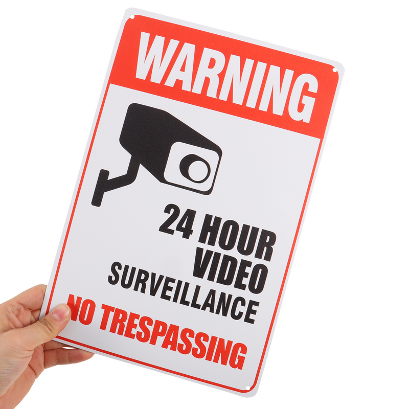 2 pcs Warning No Trespassing Signs 24 Hour Video Surveillance Caution Signs for Home