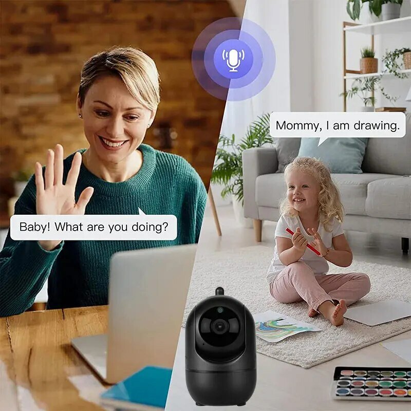 Smart Home Security Camera, Auto Track, Visão Noturna, Vigilância Sem Fio, Monitor de Bebê, IP WiFi, HD 1080P, 5GHZ