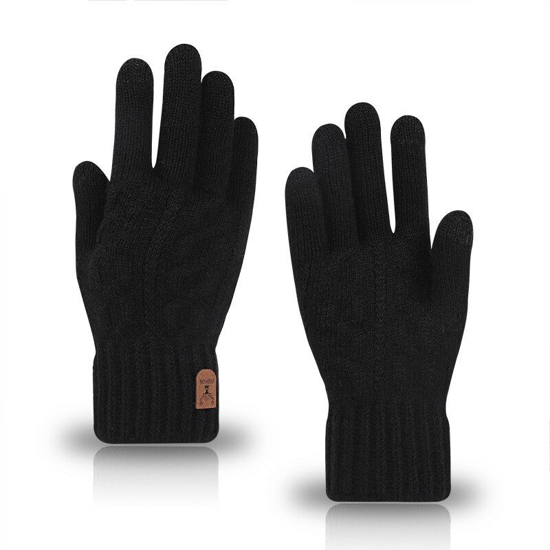 2023 new men's warm gloves winter touch screen plus fleece gloves cold warm wool knitted gloves