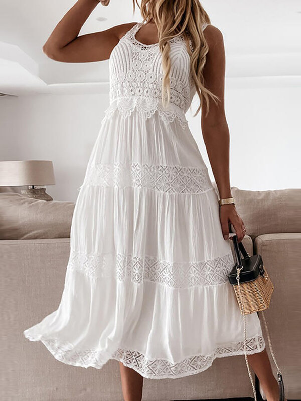 Sommer weißes Kleid für Frau trend ige lässige Beach wear Vertuschungen Outfits neue Boho Hippie Chic lange Maxi kleider elegante Party