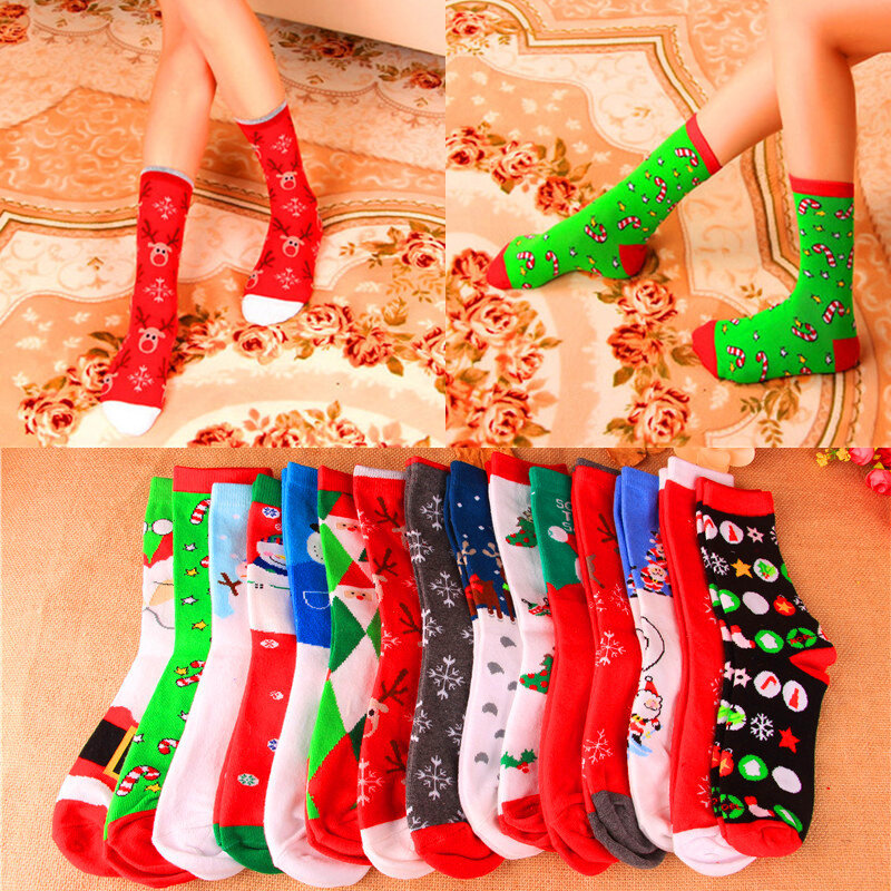 Frauen Weihnachten Socken Geschenke für Frauen Mädchen Lustige Neuheit Bunte Urlaub Baumwolle Crew Socken Weihnachten Santa Claus Baum Schneeflocke