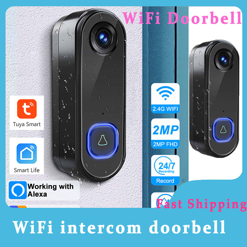 Дверной звонок Wi-Fi для умного дома, видеодомофон с голосовым Интерком, двухсторонний беспроводной смарт-звонок T207, беспроводной дверной звонок