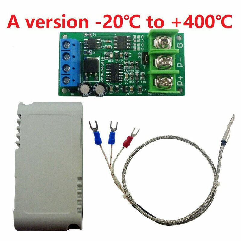 2X DC 8-25V PT100 Platinum Thermal Resistance to Temperature Converter RS485 Modbus RTU RTD Sensor Module Kit PTA9B01