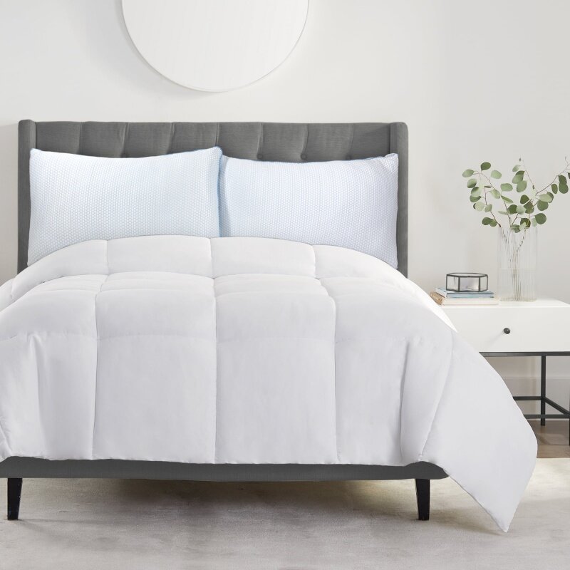 Serta sono-travesseiro, feito de tecido de malha, feito de algodão, cinza e branco, pacote 2