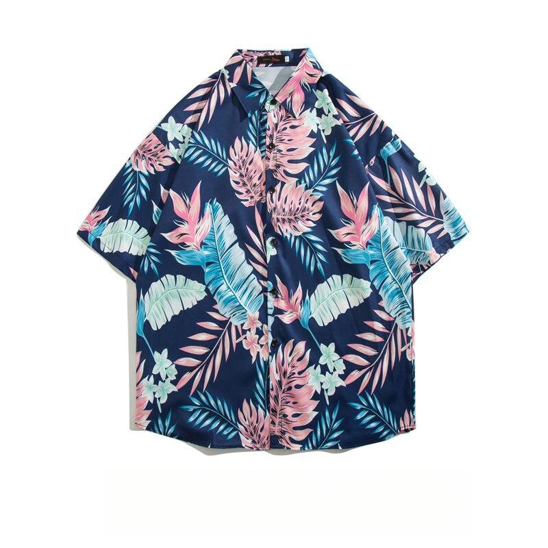 Sommer Herren Kurzarm Retro bedruckte Hemd Mode vielseitige lose Hawaii Strand Urlaub Hemd Mantel