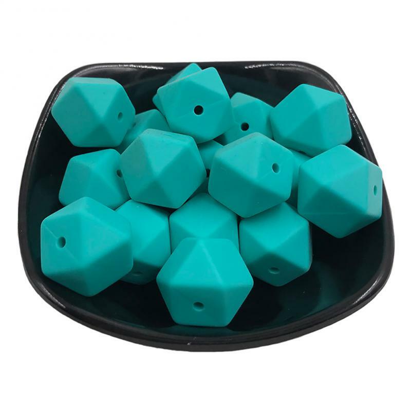 Cute-idea14/17mm de qualité alimentaire silicone icosaèdre perles colorées polygone bébé TeWindsor à mâcher jouet sucette JODIY