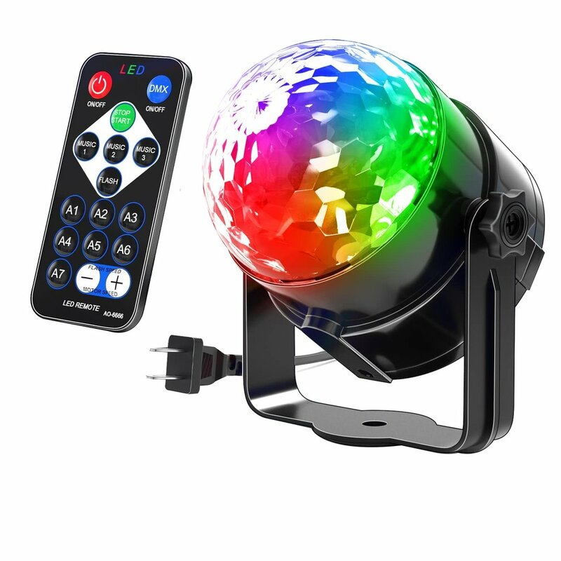 أضواء RGB ديسكو الكرة الطرف ، ضوء المرحلة القوية ، جهاز التحكم عن بعد ، حفلة منزلية ، مصباح جو لشريط ، الرقص ، موسيقى السيارات ، 7 ألوان
