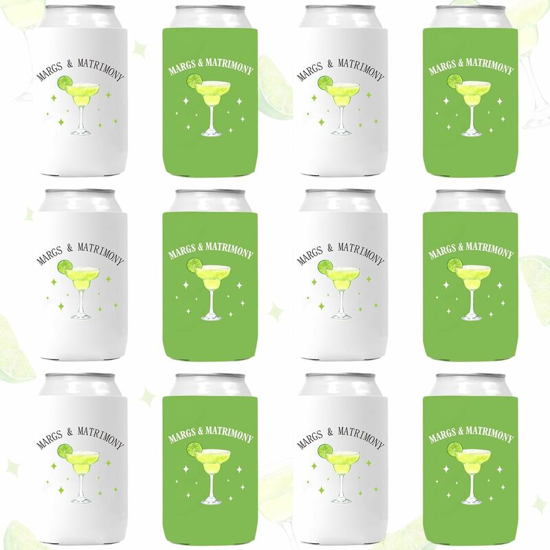 Cheereveal 12Pcs Margs & Matrimony Themed Can Coolers Sleeves Party Favors Bridal Shower Bridesmaids Wedding Decor Supplies
