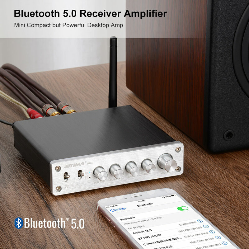 AIYIMA TPA3116 Subwoofer Bluetooth Amplifier HiFi TPA3116D2 2.1 Digital Audio Power Amplifiers 50Wx2+100W Sound Amplificador A03