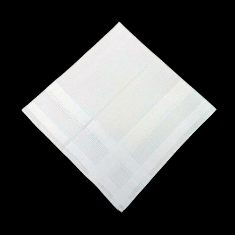 Quadrado quadrado branco sólido clássico masculino, algodão, 12 peças