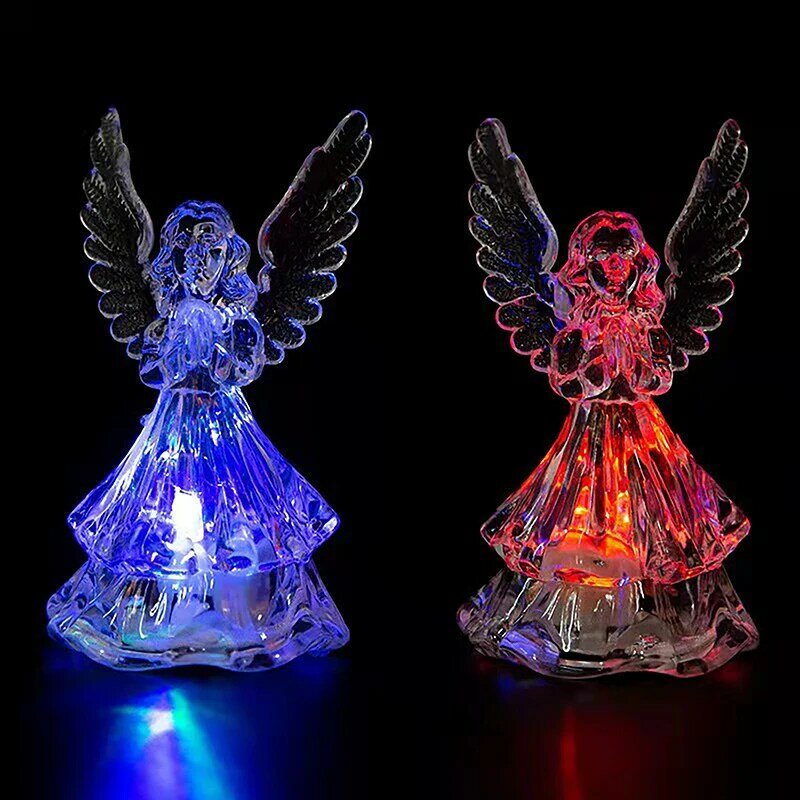 Colorido Glowing Crystal Wings Lâmpada de cabeceira, Estilo Anjo 3D, Desktop Night Light, Home Anjo Luzes LED