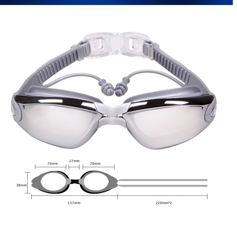 成人用シリコンHDスイミンググラス,近視メガネ,電気メッキ防曇,カスタム,さまざまな度,左と右眼用,-1.5〜8.0