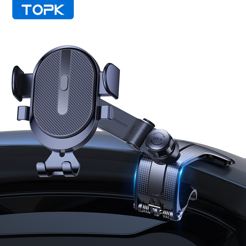 TOPK 대시보드 휴대폰 거치대 클립 마운트, 차량용 GPS 지지대 브래킷, 휴대폰용 휴대용 거치대