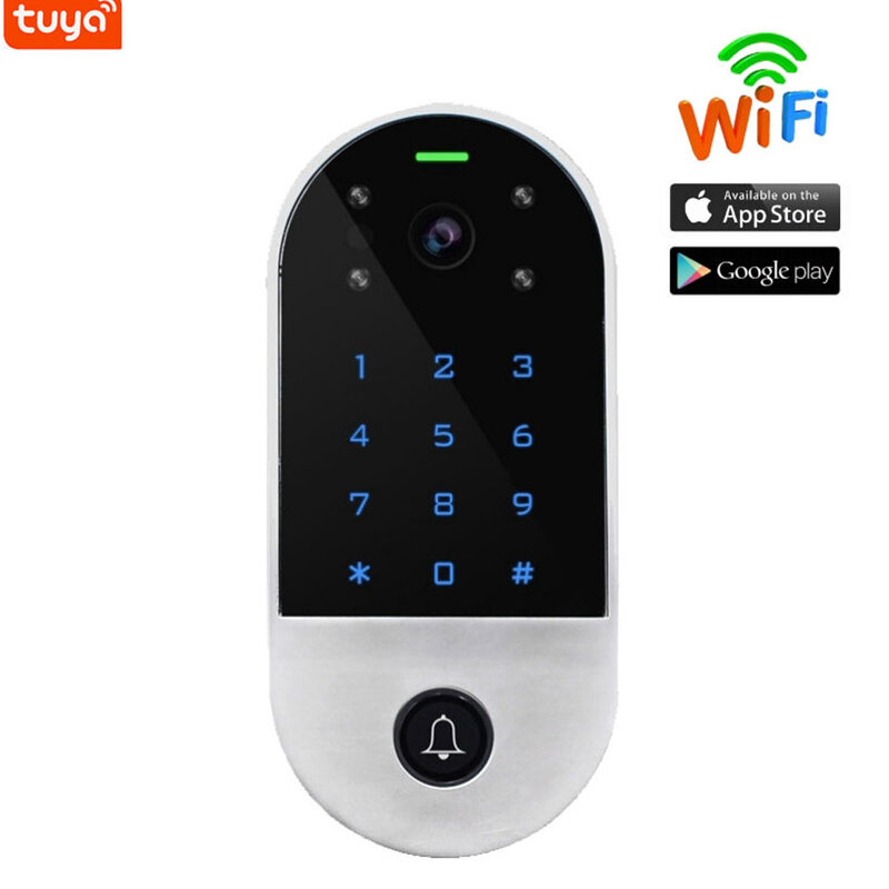 Wi-Fi видеодомофон с клавиатурой управления доступом 125 кГц, RFID-ридер, мобильное приложение Tuya, камера для двери, видеодомофон, система доступа + крышка