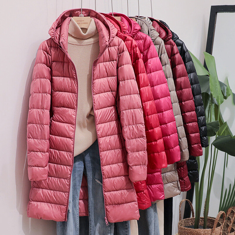 女性の冬のロングジャケット,カジュアル,極薄,エアコート,5xl 6xl 7xl