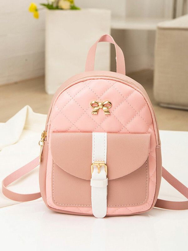 1PC Fashion Retro Women Pu Leather Small Backpack Multi-Function Trendy Students Backpack