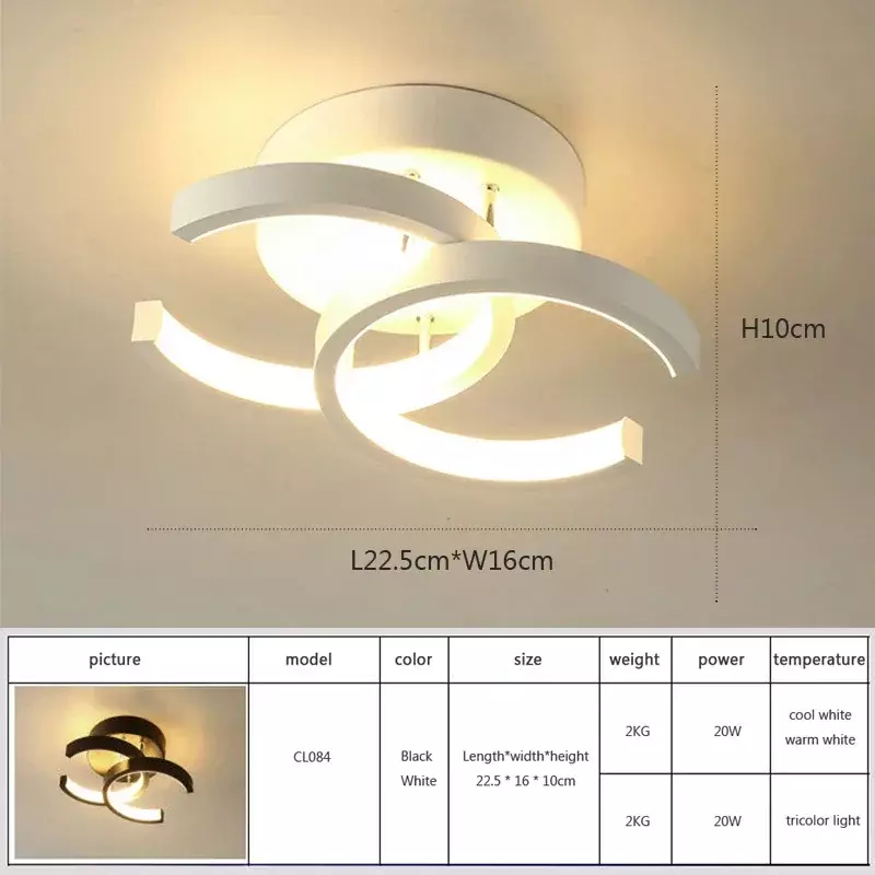현대적인 LED 통로 천장 조명, 북유럽 가정 조명, 침실 거실 복도 조명, 발코니 조명, 표면 장착
