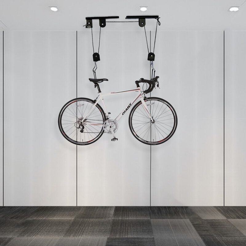 Fahrrad lift Hebezeug Fahrrad Garage Decken halterung Riemens cheibe System Rack Haken Kleiderbügel Set von Fahrrad bügeln für Garage Lagerung Display