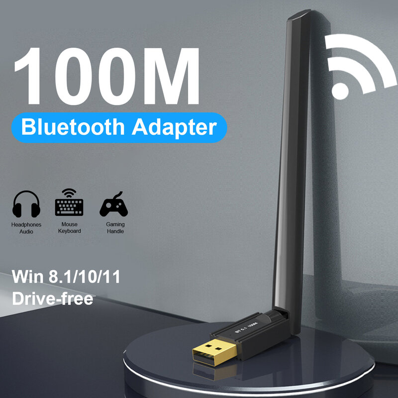 100メートルusbのbluetoothアダプタbluetooth 5.1トランスミッタ長距離ワイヤレスbluetoothオーディオレシーバーusbドングルコンピュータのラップトップ