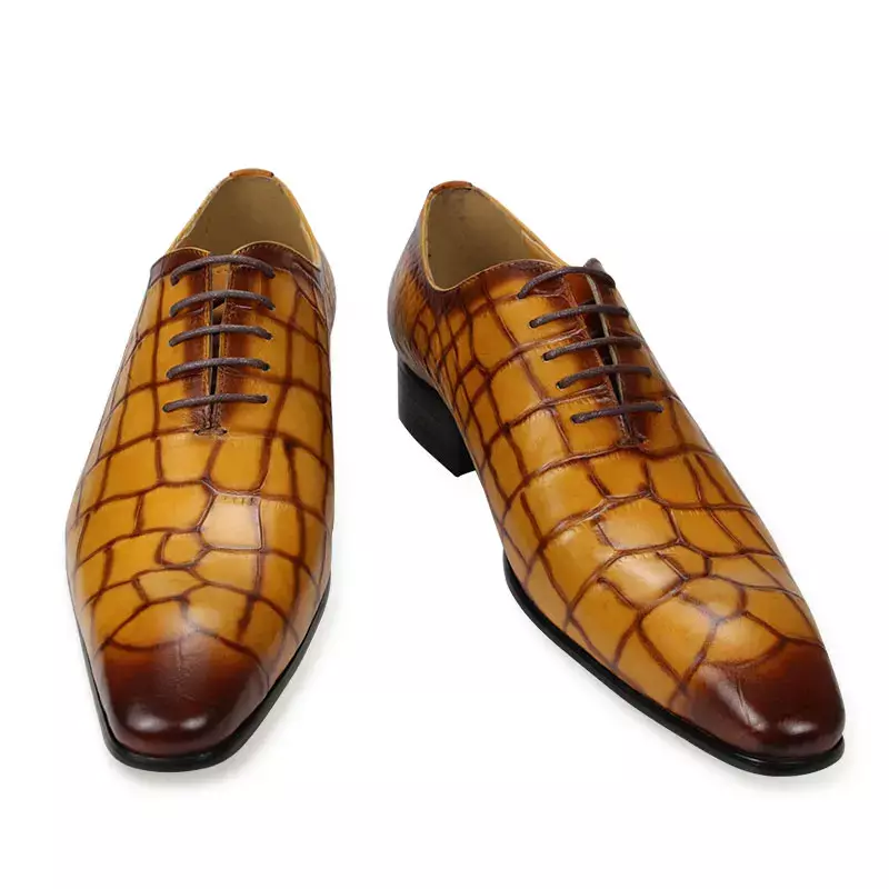 Классические туфли, мужские элегантные ретро-туфли из натуральной кожи, повседневный костюм с принтом аллигатора, на шнуровке, высокое качество, удобная одежда