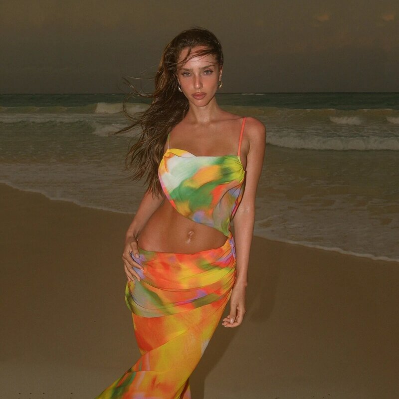 Copricostume in rete vestito Sexy Bikini Set donna costume intero costumi da bagno femminili 2024 costume da bagno Beachwear Summer Maxi Dress