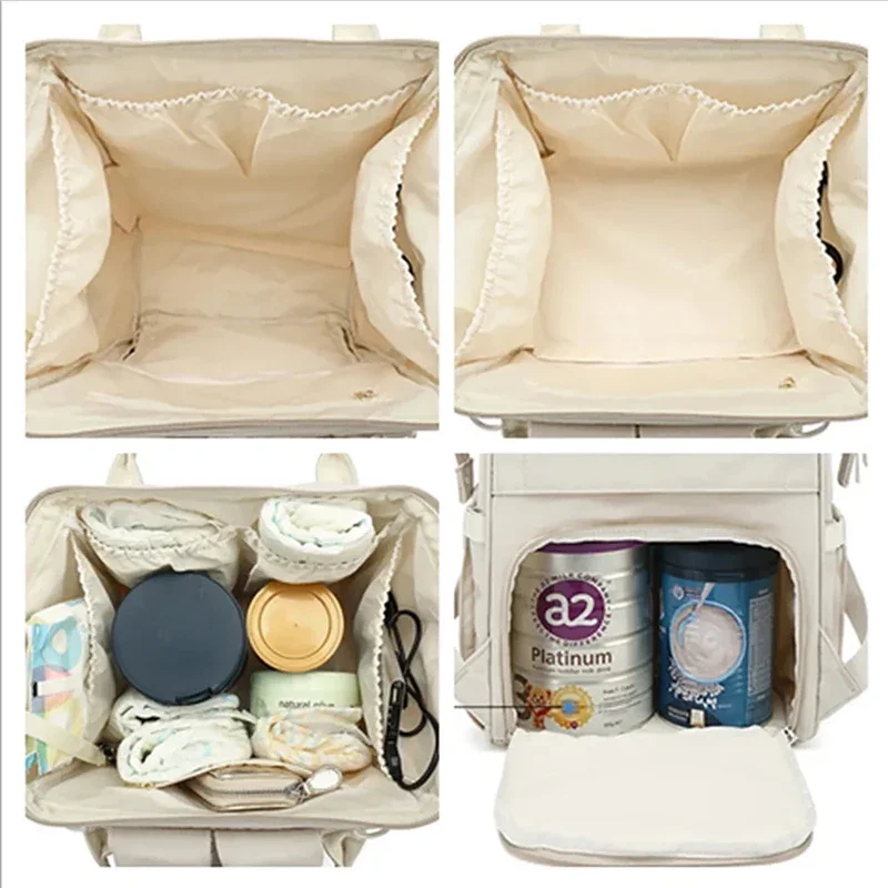 Bolsa de pañales para bebé, mochila de almacenamiento impermeable, bolso de viaje al aire libre, bolsa de maternidad para artículos de bebé, 2 capas, gris