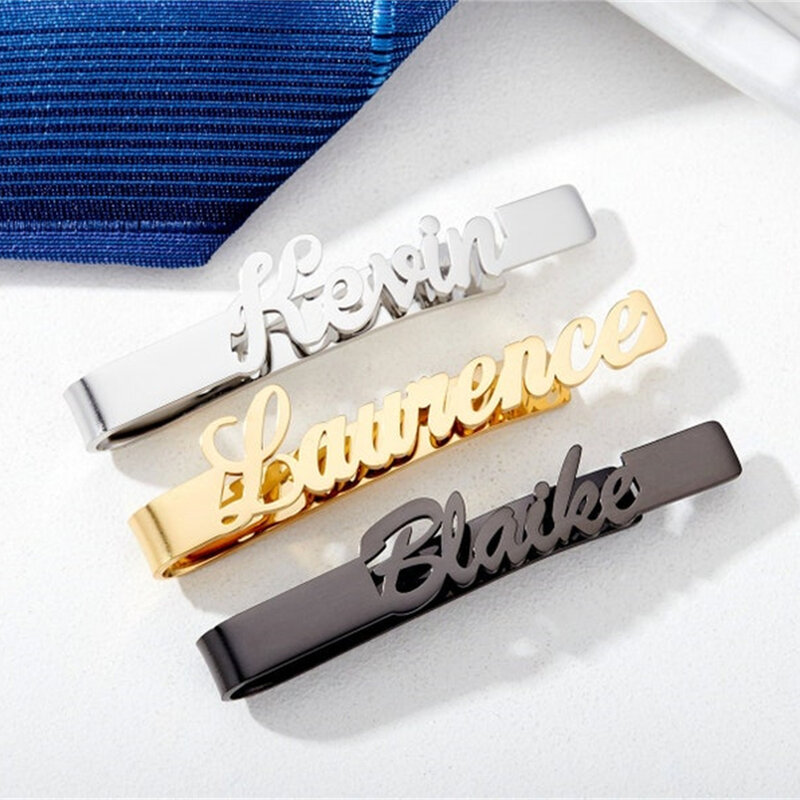 Clip de corbata personalizado para hombres, accesorios de traje, Clip de corbata con nombre personalizado, barra de corbata de acero inoxidable para regalos de novio y marido