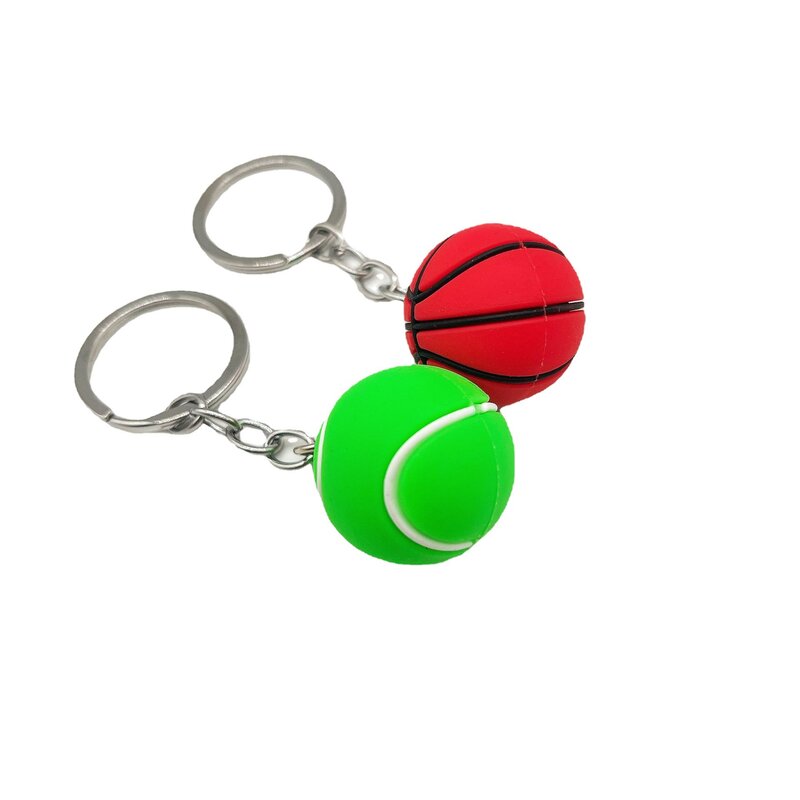 Football Basketball Tennis Rugby Keychain Mini Key Ring 3cm Simulation Pvc Creative Bag Backpack Pendant Car Accessories Gift