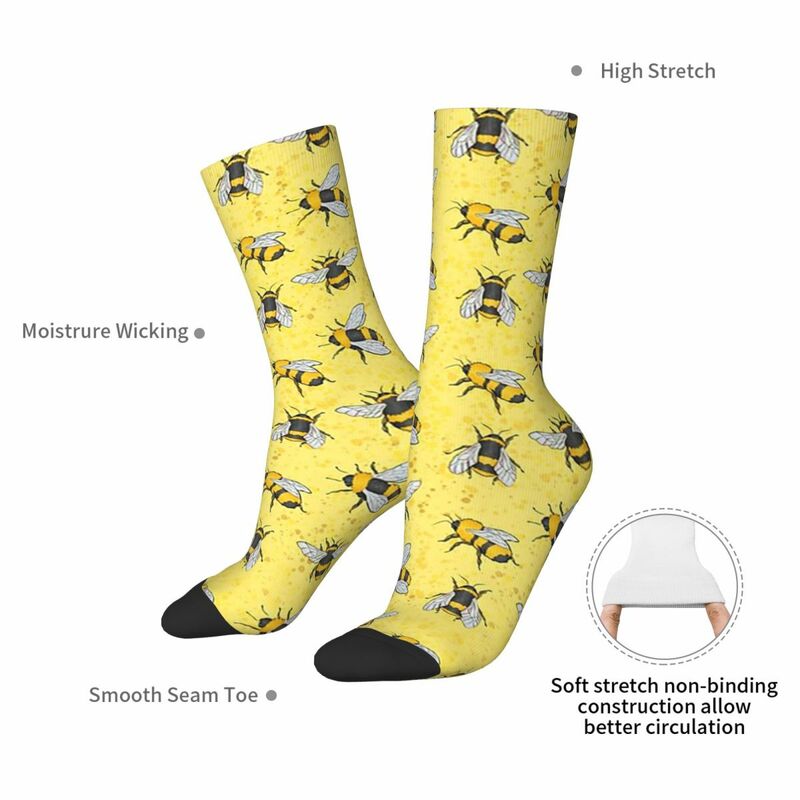 Носки пчелиные в стиле Харадзюку, Супермягкие чулки, всесезонные длинные носки, аксессуары для подарка на день рождения мужчины и женщины