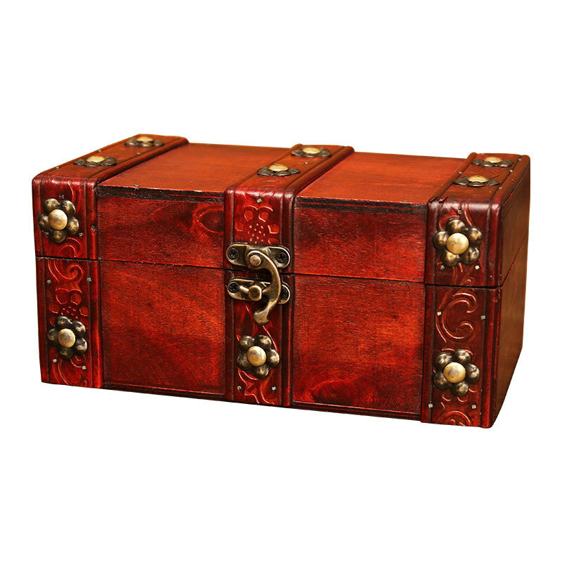 New Vintage Storage Box Antique Wooden Storage Box Desktop Sundries Organizer Treasure Chest Storage Box Storage Box