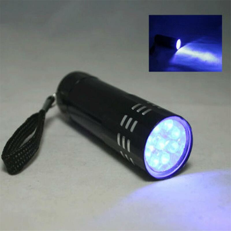UV 9 LED 자외선 손전등 다기능 미니 형광 토치, 경량 휴대용 야외 방수 비상 램프