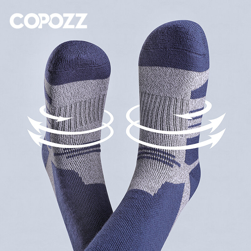 COPOZZ-Meias térmicas de esqui para homens e mulheres, meias grossas de bezerro, lã merino, quente, snowboard, ciclismo, esqui, futebol, inverno