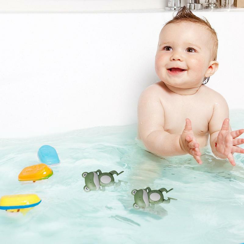 Jouets de bain en forme de grenouille pour bébés, 3 couleurs, pour tout-petits, nourrissons, nouveau-nés, mécanisme d'horloge, dos de bain, cadeaux pour enfants, jouet d'eau de natation