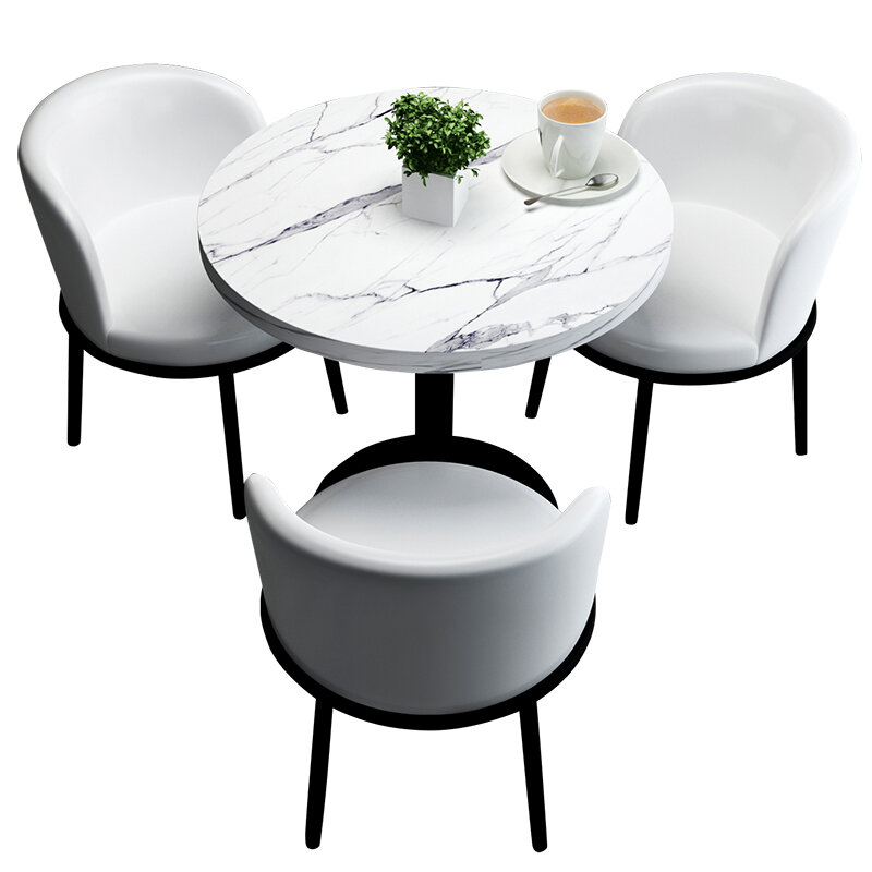 Meja kopi bulat minimalis putih luar ruangan desainer pusat Aksen meja kopi dapur Huismeubilair furnitur Nordic