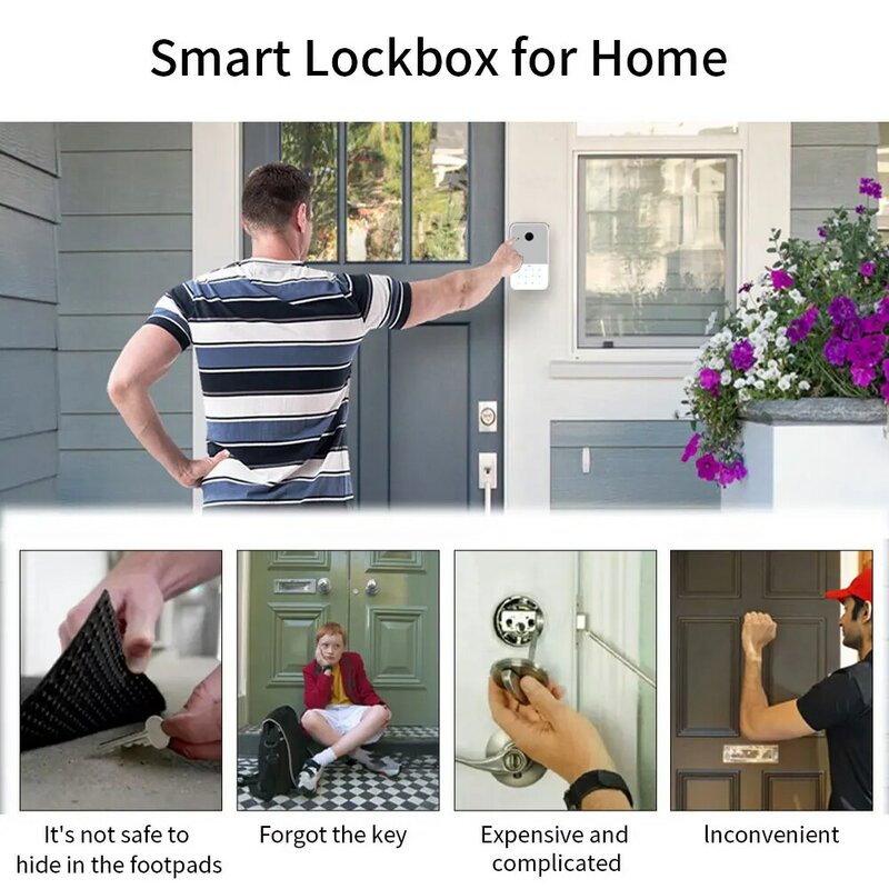 ตู้นิรภัยเก็บกุญแจ TTlock APP ลายนิ้วมือบลูทูธ Wifi กล่องรีโมทแอปเข้าถึง Wall Mount Combination Security Airbnb Lockbox