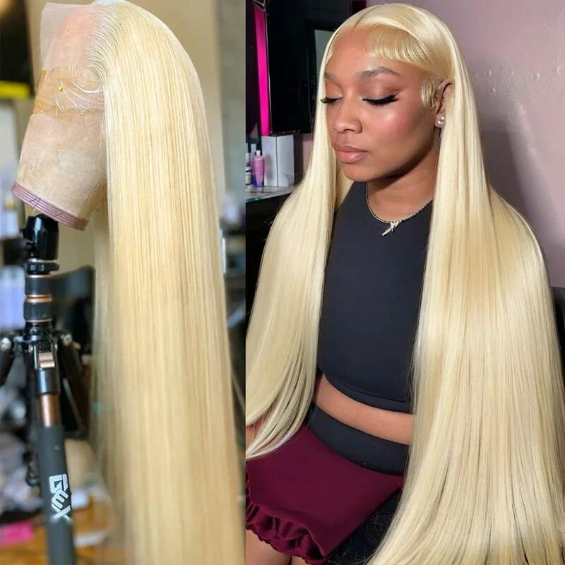 Glueless Straight Lace Frontal Wig para mulheres negras, perucas de cabelo humano, 13x4, 13x6, HD, 613
