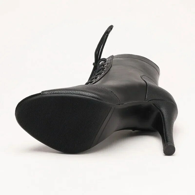 2024 mode baru sepatu bot hak tinggi tipis wanita nyaman ujung terbuka sol Suede dalam ruangan dapat disesuaikan sepatu bot stiletto seksi