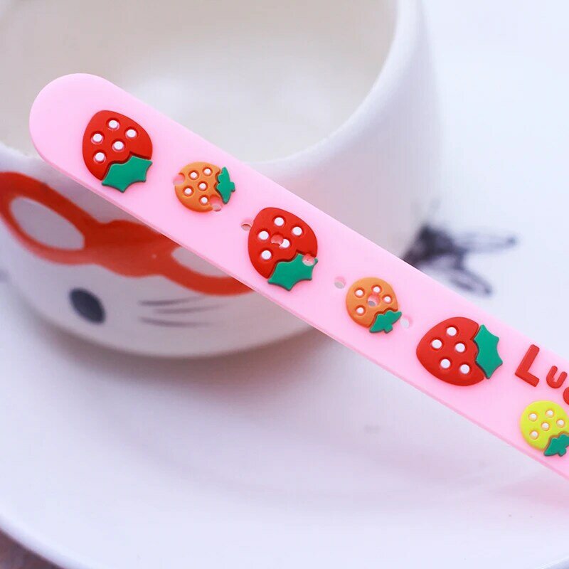 children girls cartoon strawberry silicone strap watches holiday new year gifts color number quartz watches for kids students