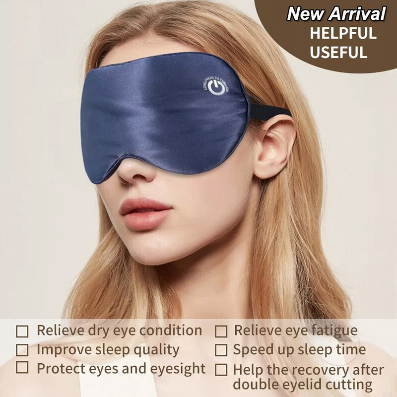 Nowa bezprzewodowa podgrzewana maska na oczy do suchych oczu USB akumulatorowa terapia rozgrzewająca grafen ogrzewanie wielokrotnego użytku prawdziwa jedwabna maska do spania maska na oczy