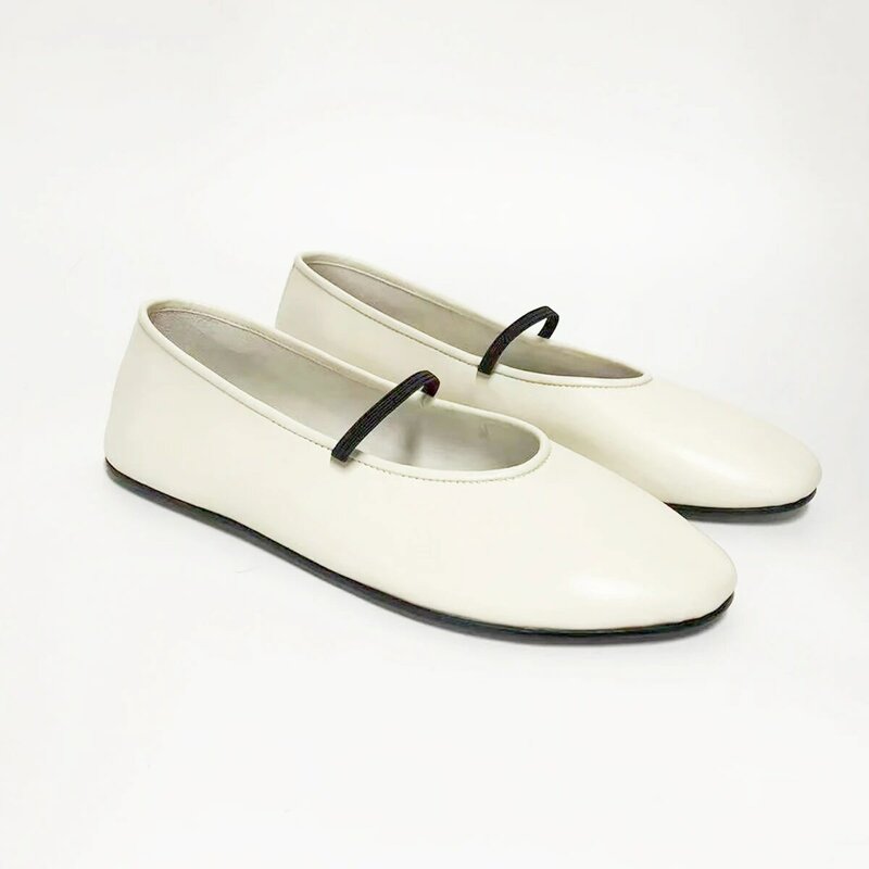 Sepatu balet kulit sapi untuk wanita 2023 sepatu hitam kualitas tinggi desain mode Mary Janes balerina nyaman wanita