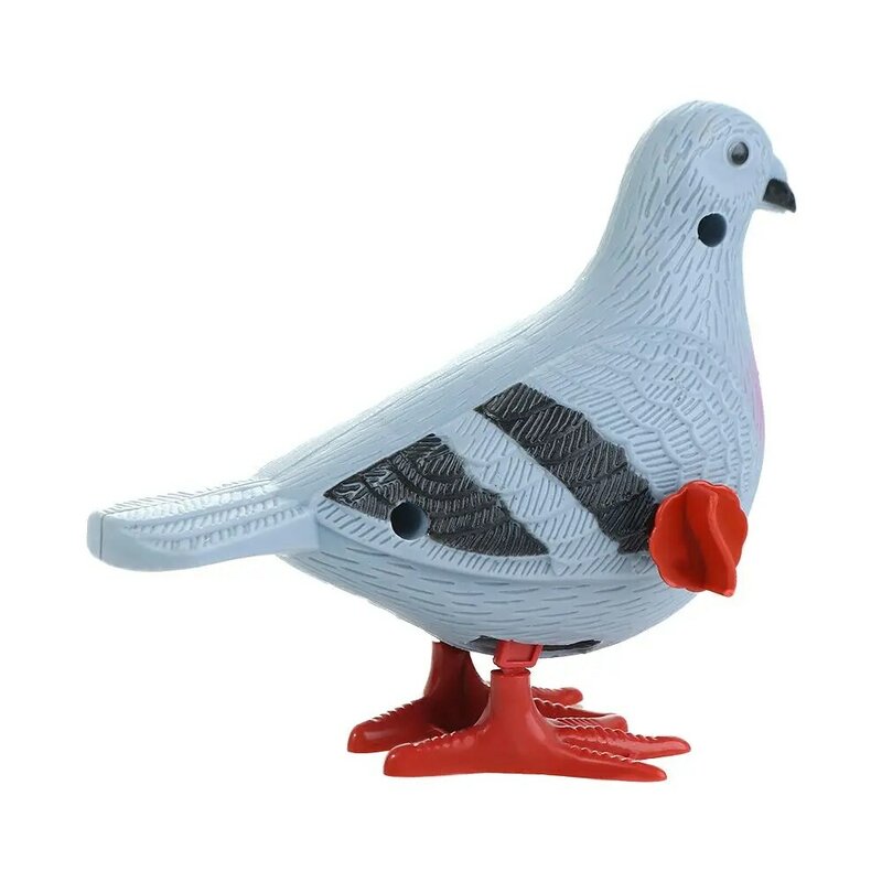 Brinquedo modelo educacional do pombo com pena artificial, puxar para trás, Wind Up Figurine, Clockwork animal